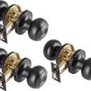 3 Pack Black Door Knobs Interior Keyless, Door Knobs for Bathroom & Bedroom, Matte Black Privacy Door Knob with Turn Lock