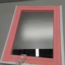 AAZZKANG Rectangle Mirror with Wood Framed Modern Farmhouse Hanging Wall Mirrors Decor for Bedroom Bathroom Living Room Home Entryway (16"L x 12"W, Light Pink)