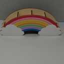 Bright Creations Rainbow Wooden Pen Holder for Desk Accessories, Cute School Supplies (12.6 x 5.04 x 2.32 In)