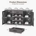 Jocoevol Large Coffee Bar Cabinet, Mini Fridge Cabinet with Power Outlets and Fridge Space, Farmhouse Design Liquor Cabinet for Kitchen and Dining Room, Black