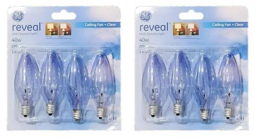 GE Reveal Light Bulb Soft White 60 W 455 Lumen E12 Candelabra Base 8 Bulbs