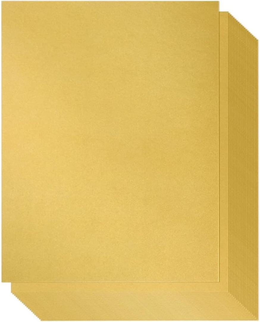 Metallic Gold Shimmer Paper - 8.5 x 11 In Letter Size, Gold, 96 Sheets, Double-Sided - Craft Paper for DIY & Invitations, Laser & Inkjet Friendly, Scrapbooking & Cardmaking