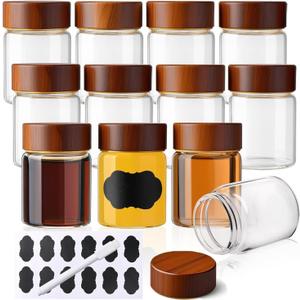 12 Pack 2oz Glass Shot Bottles with Caps, 60ml Borosilicate Wellness Shot Glass Bottles, Dishwasher & Freezer Safe, Reusable Ginger Shots Jars with Lids for Juicing