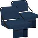 Stadium Seat for Bleachers with Back Support and Wide Padded Cushion Stadium Chair - Includes Shoulder Strap and Cup Holder (Navy, 2 Pack)
