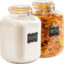 Galashield Gallon Glass Jars with Airtight Lid Large Glass Flour Sugar Storage Containers Canisters Leak-proof Lid Labels and Marker (2 Pack)