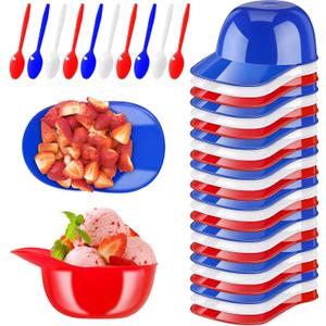 48 Pack Mini Ice Cream Dessert Baseball Cap Bowls,Party Snack Cups for Birthday Party Supplies(Red Blue and White)