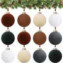12 Pcs Christmas Velvet Balls 4 Inch Large Flocked Christmas Hanging Ornaments Mixed Color Handmade Velvet Balls Xmas Tree Ornaments Xmas Tree Bulbs for Wedding Anniversary Party