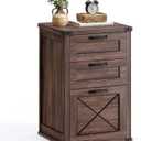 VASAGLE File Cabinet, Filing Cabinet with 3 Drawers, Printer Stand, Fit A4, Letter Size, Hanging File Folders, Modern Farmhouse Style, for Home Office, Maroon Brown UOFC054K02