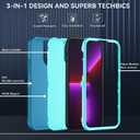 SunStory Compatible with iPhone 13 Pro Case with HD Screen Protector, 3-Layer Heavy Duty Full-Body Cover,3 in 1 Hybrid Protective Case for iPhone 13 Pro 6.1", LakeSkyBlue