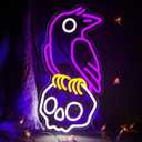 Crow Skull Christmas Neon Sign for Bedroom Dimmable Skull Light Horror Neon Signs Wall Decor Skull Lamp Led Neon Light for Man Cave Beer Bar Game Room Party Christmas Decor Gifts