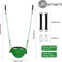 JKsmart Swing Seat for Kids Heavy Duty Rope Play Secure Children Swing Set,Perfect for Indoor,Outdoor,Playground,Home,Tree,with Snap Hooks and Swing Straps,440 lbs Capacity,Green