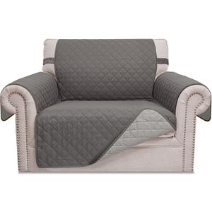 HOMERILLA Reversible Chair Covers for Dogs Couch Cover Water Resistant Washable Pets Furniture Protector Sofa Cover with Elastic Straps (Chair 21", Gray/Light Gray)