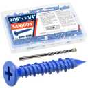 3/16" x 1-1/4" Concrete Screw Anchor, Blue Flat Head Screws for Anchoring to Masonry, Brick, Block, Cement or Stucco (Pack of 80)