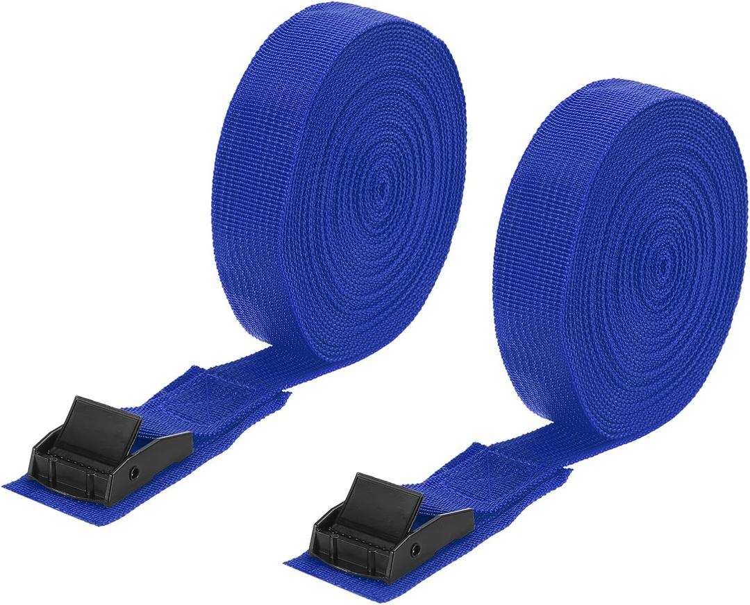 uxcell Tie Down Straps, 2Pcs Adjustable Buckle Lashing Straps, 23' x 1" Cinch Strap for Luggage Packing, Cargo, Trucks (Dark Blue)