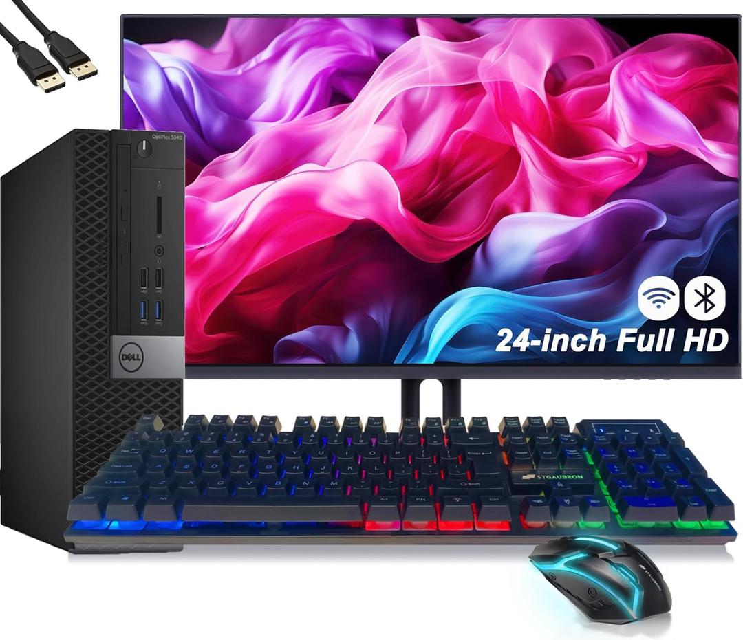 Dell OptiPlex 5040 SFF Desktop Computer PC Bundle Setup with New 23.8" FHD Monitor, Inter Core i5-6600 3.3GHz, 8GB RAM, 256GB SSD, Keyboard & Mouse, Wi-Fi, Bluetooth, Windows 11 Pro 