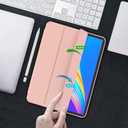 iMieet New iPad Pro 12.9 Case 2022(6th Gen)/2021(5th Gen) with Pencil Holder [Support iPad 2nd Pencil Charging/Pair],Trifold Stand Smart Case with Soft TPU Back,Auto Wake/Sleep(Rose Gold)