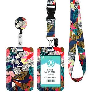 ID Badge Holder with Lanyard, Retractable Badge Holders Reels with Lanyards Adjustable, for Women Kids Teacher Nurses Doctor Student