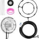 Fan Misting Kit for Cooling Outdoor, 27 FT Misting Hose with 8 brass nozzles for Cooling for Patio, Camping, BBQ, Pool & Garden Outdoor
