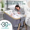Tutti Bambini CoZee® 2-in-1 Baby Bassinet & Bedside Sleeper - Fast-Folding Bedside Bassinet, Baby Crib with 6 Mattress Heights & Breathable Mesh Window, Mattress Included, 0-6 Months (Oak & Charcoal)