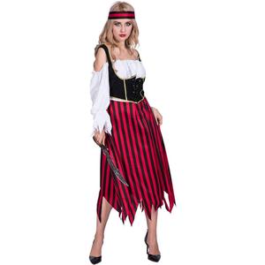 EraSpooky Womens Adult Pirate Costume (One Size, Red)