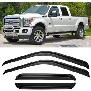 Window Rain Guards Visors for 1999-2016 Ford F250 F350 F450 F550 Super Duty SuperCrew Cab, Window Vent Wind Shades Deflectors, 4-Fullsize-Door