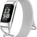 JKD X-Shape Metal Band Compatible with Fitbit Charge 6/ Charge 5 Bands for Women Men, Soft Stainless Steel Mesh Loop Strap Bracelet Wrist Band Replacement for Fitbit Charge 5/ Charge 6 Fitness Tracker (1-Silver)