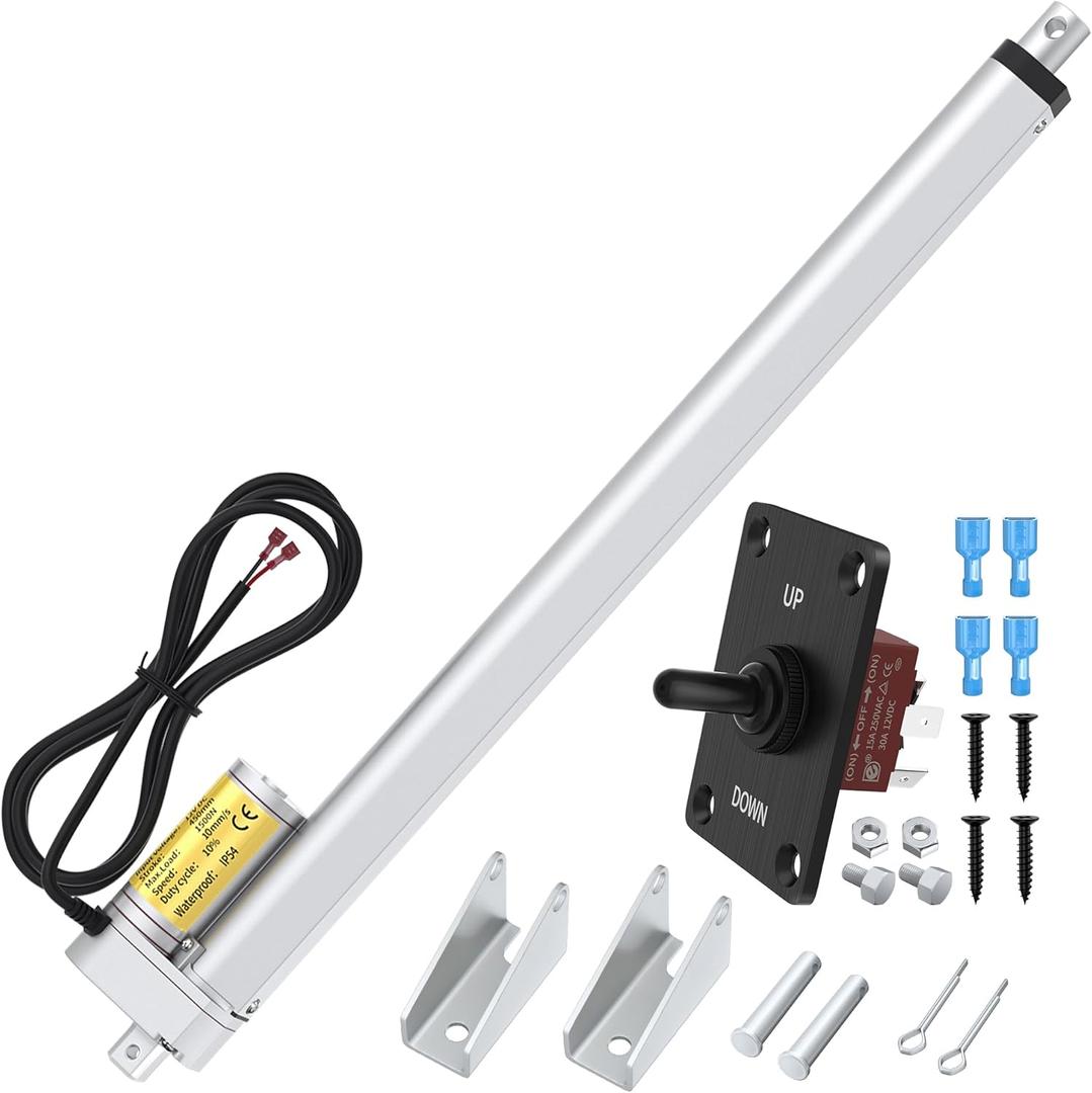RVMARINEPAT 12V Heavy Duty Linear Actuator 330lb/1500N, 18" Travel 10mm/s Electric Actuator 12V with Overload Protection & Controller for Agriculture Automotive Industry