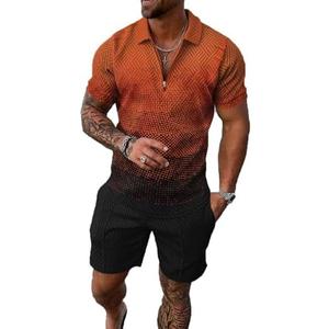 BIRW Men‘s Track Suits 2 Piece Summer Short Sets Outfits Fashion Polo Shirt Casual Short Sleeve and Shorts set Large