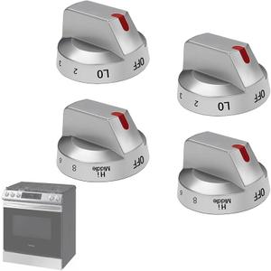 Updated DG94-03500A/Z Replacement Knobs for Samsung Electric Stove, Oven Knobs for Samsung Range NE63T8311SS/AA NE63T8111SS/AA NE63T8751SS/AA,etc.-Improved Heat&Wear Resistance!(Not Universal),4 Pack (Sliver)