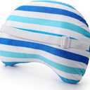 Yaomiao Inflatable Beach Pillow 17"x10" with Removable Cover, Beach Chair Stripe Backpacking Pillow with Strap for Summer Sand Pools Travel Vacations Pools Camping