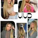 cuiud 13x4 HD Blonde Lace Front Wig 30inch Pre Plucked Glueless Synthetic Wig- Long Ombre Blond Natural Straight Wigs Easy Wear and Go Wigs for Women Beginner Friendly Daily Party Use