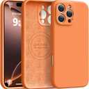 Ktele Magnetic for iPhone 16 Pro Max Case [Compatible with Magsafe] [Premium Silicone Satin-Smooth Touch] Slim Shockproof Anti-Scratch Microfiber Lining Case, 6.9 inch, Bright Orange