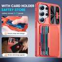GooseBox for Samsung Galaxy S26 Ultra Case Wallet with RFID [Cards Holder][Camera Cover][Edge Raised] Full Body Shockproof Silicone Protective Phone Case for Galaxy S26 Ultra 2026 (Coral Red)