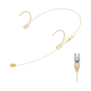 KIMAFUN Headset/Headworn Microphone Professional Earset Over Ear Hanging Condenser Mic Compatible with Audio Technica Wireless System Bodypack Transmitter, For Performance, Theater, Lecture - Beige T4