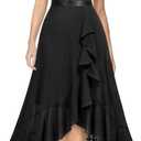 Miusol Women's Vintage V-Neck Sleeveless Sequined Floral Lace Ruffle Split Evening Party Dress XL