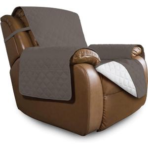Easy-Going Oversized Recliner Cover Reversible Couch Cover Sofa Cover for Living Room Water Resistant Furniture Protector with Elastic Straps for Pets Dog (Oversized Recliner,Taupe/Ivory)