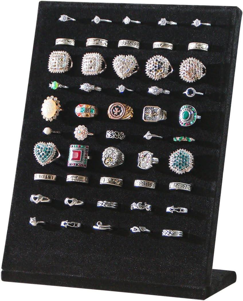Ring Board Display Stand,Velvet Jewelry Earring Organizer Holder for Selling,Vendors Storage Tray for Multiple Rings (Black)