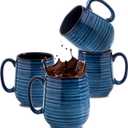 Hasense Coffee Mug Set of 4, 12 Ounce Ceramic Coffee Cups with Handle, Large Mug Set for Coffee, Tea, Chocolate, Modern Mug Gift for Men and women, Dishwasher & Microwave Safe(Blue) (Navy-12 OZ)