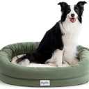 bilypaws Orthopedic Dog Bed for Large Dogs, Pet Sofa Bed with Egg Crate Foam, 4-Sided Bolster, Removable Washable Cover & Anti-Slip Bottom, Large Calliste Green