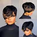 Pixie Cut Wig Human Hair Short Pixie Cut Wigs for Black Women Human Hair Glueless Pixie Wig Short Layered Brazilian Virgin Human Hair Wigs For Women Color 1B/30/613