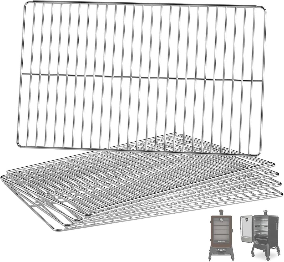 Grill Grates Replacement for Pit Boss 4-Series/Pro Series 4 Vertical Pellet Smoker, Smoking Racks for Pit Boss Smoker PBV4PS1, PBV4PS2, Onyx Edition PBV4NX, Stainless Steel Cooking Grate, 5 Packs, Size: 19.7" x 12"