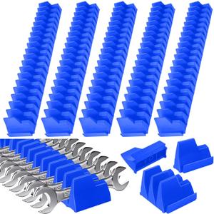 Chunful 100 pcs Modular Wrench Organizer Holder Wrench Tool Organizers Storage Racks Set with Metric & SAE Label for Tool Box Drawer Storage for Father Brother Professional Mechanics Men (Blue)