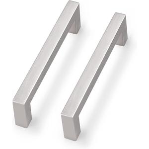 Probrico 4 Inch Satin Nickel Cabinet Pulls Stainless Steel, 30 Pack Door Cabinet Handles,Drawer Dresser Pull Knobs Kitchen Furniture Hardware for Cupboard Wardrobe,Total Lenght:4-1/2 Inch (114mm) (hole center 4")
