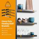 Floating Shelf Brackets, 12 inch Hidden Shelf Brackets Heavy Duty Blind Shelf Support, 200LBS Load Capacity, 6 Pack Floating Shelf Hardware for DIY Wood Wall Floating Shelves