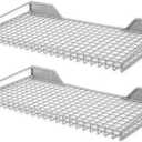Wallmaster Heavy Duty Garage Wall Shelving 2 Pack 23.6"x11.8" Metal Wire Shelves Wall Mount Mesh Storage Rack for Garage, Office, Basement and Kithcen, max Load 65 lbs (Grey)