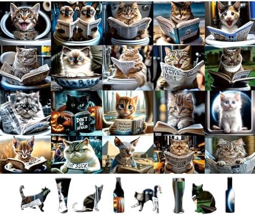 Blueforest 500 Piece Cat Puzzle for Adults - Funny Toilet Cats Reading Newspaper, Hilarious Jigsaw Puzzle 500 Pieces for Cat Lovers, Gag Gift & Family Game (23" x 15")