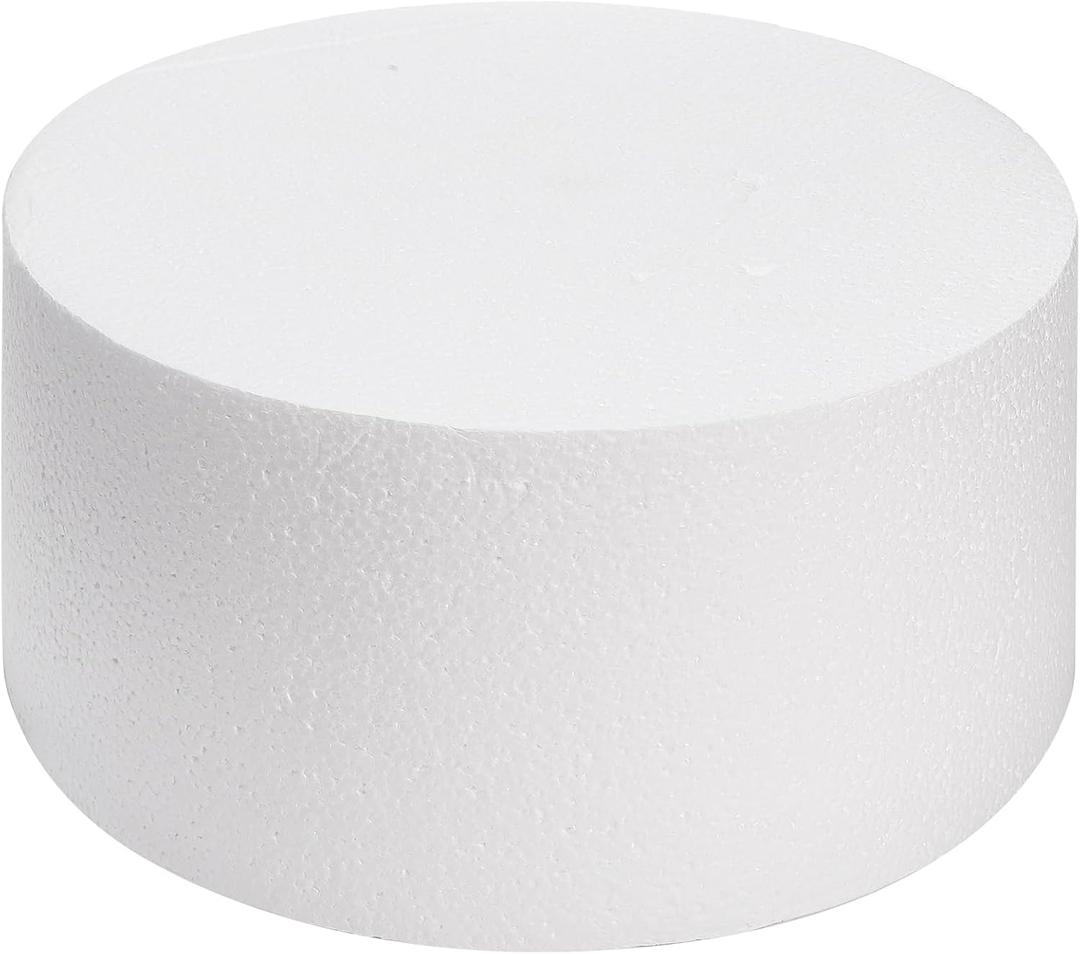 Hedume Round Foam Cake Dummy, 12 Diameter x 6 High Polystyrene Dummy Cake Decorating Display for Wedding Birthday Cakes, Crafting Modeling, Art Project Displays