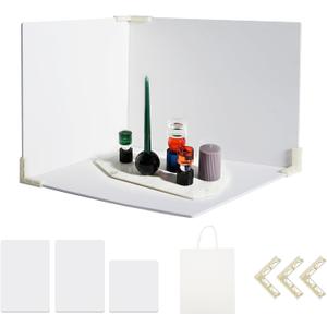 3 PCS Board Photo Backdrop, 15.8x11.8 Inch Waterproof Photography Backdrop Boards with 3 PCS Bracket for Flat Lay, Product Photography Background (White 3)