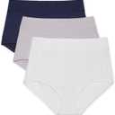 Warner's Women's Blissful Benefits Breathable Moisture-Wicking Microfiber Brief Rs4963w (Large, Lavender Macaron/White/Navy Ink)