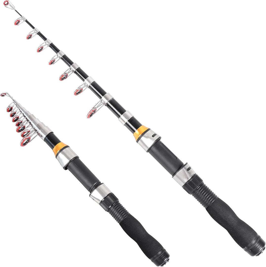 Telescopic Collapsible Extendable Fishing Rod for Saltwater and Freshwater, Lightweight and Compact Design (Full Extend 6.2 Feet)